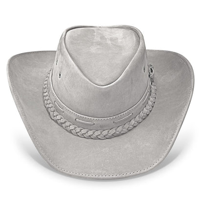 Chapéu Country Texano Couro Cinza Nobuck