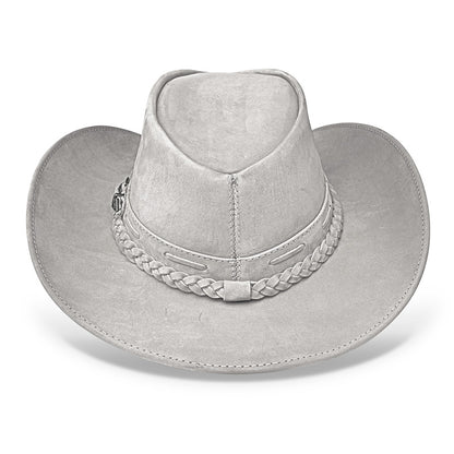 Chapéu Country Texano Couro Cinza Nobuck