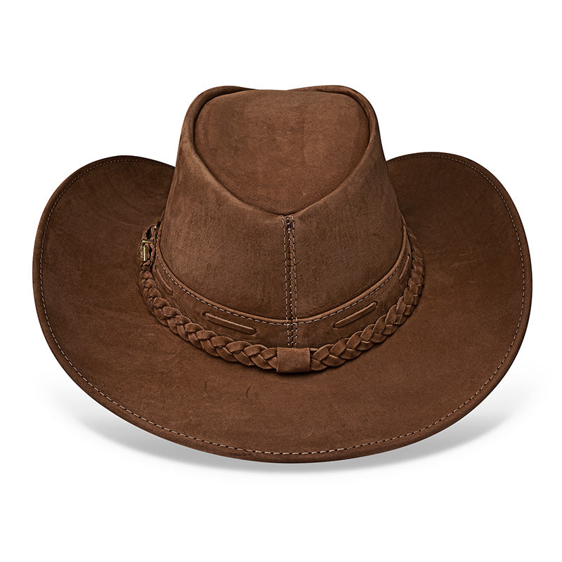 Chapéu Country Texano Couro Marrom Nobuck
